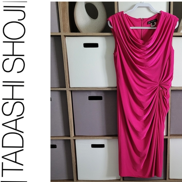 Tadashi Shoji elegant draped dress Size L - Picture 1 of 14